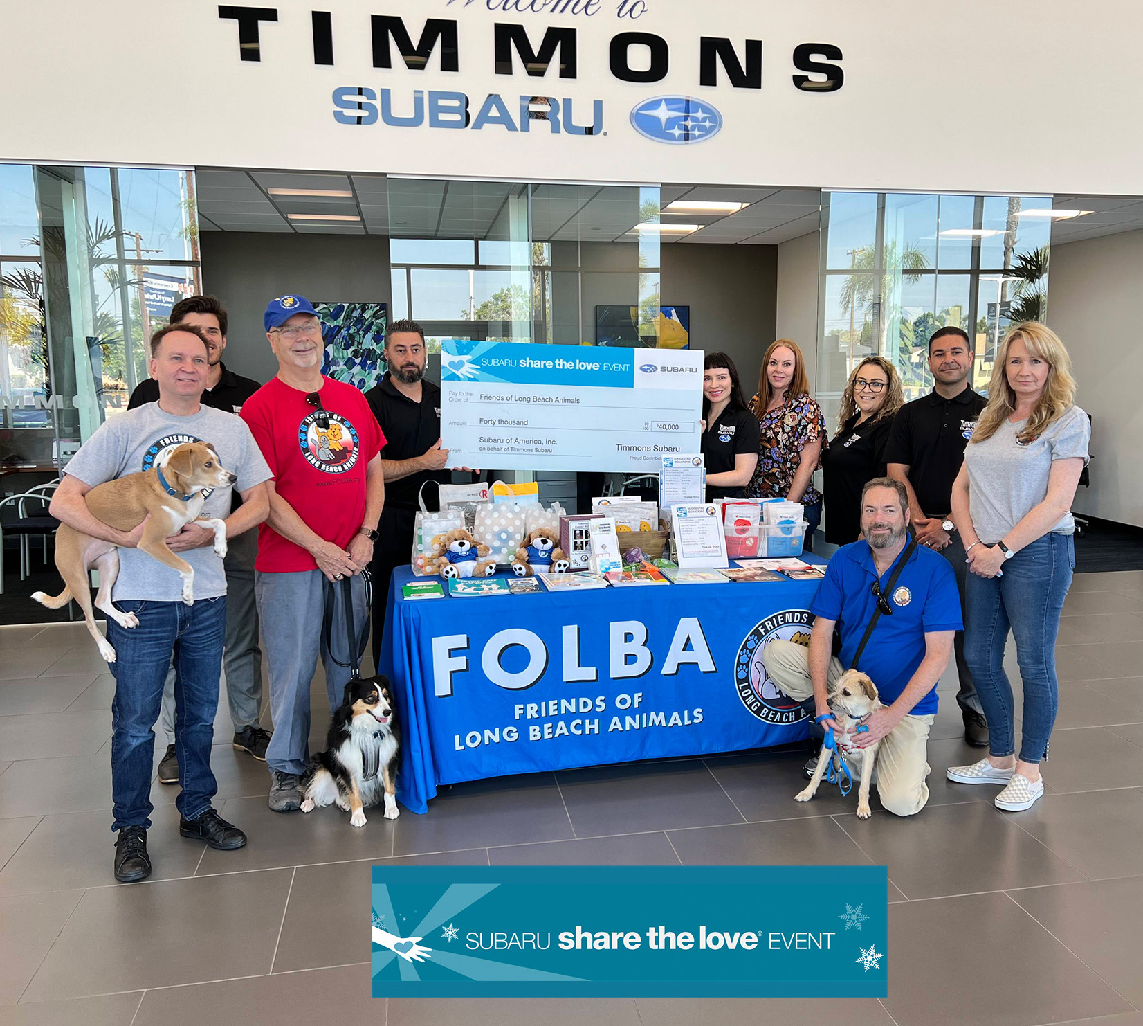 FOLBA Receives Generous Donation from Timmons Subaru